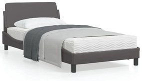 373141 vidaXL Cadru de pat cu tăblie, gri, 100x200 cm, piele ecologică