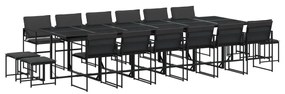 3295087 vidaXL Set mobilier de grădină, 17 piese, cu perne, negru, textilenă