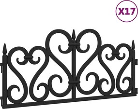 vidaXL Borduri de gazon, 17 buc., negru, 10 m, PP