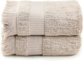 Set 2 prosoape baie ZEUS, maro deschis, bumbac, 50x90 cm