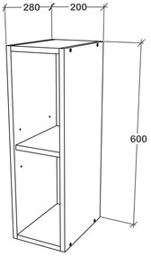Corp Superior Karo, O Polita, Alb, 20 x 28 x 60 cm