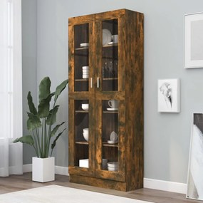 815621 vidaXL Dulap vitrină stejar fumuriu 82,5x30,5x185,5 cm lemn prelucrat