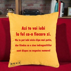Cadou pentru Iubita - Perna Personalizata Azi Te Voi Iubi, 40x40 cm, Galben, Husa Detasabila, Perna Inclusa, BEKZ®