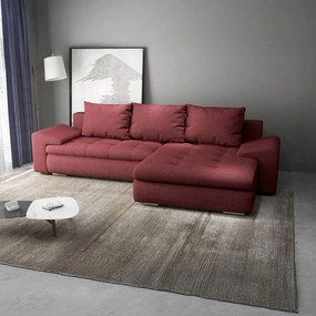 Colțar extensibil dumonde cu ladă de depozitare si sezut confortabil din spuma high-density, Leonardo Enjoy Rosu 260x185 cm II