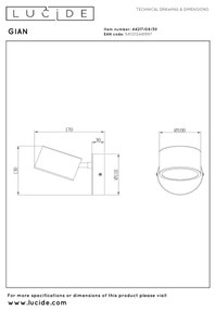 Lucide 44217/08/30 - Aplică spot de perete GIAN, LED/9W/230V, negru