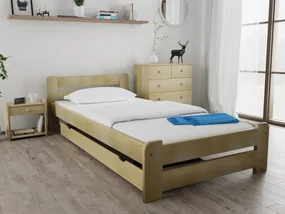 Pat Laura 80x200, pin Saltele: Cu saltele Deluxe 10 cm, Somiera pat: Cu lamele drepte