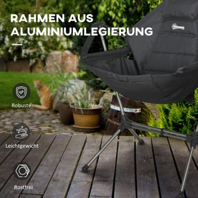 Outsunny Scaun balansoar de camping, pliabil, spătar reglabil, cadru de aluminiu, 54 x 100 x 101cm, Negru | Aosom Romania