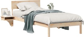 vidaXL Cadru de pat cu headboard Maro 90 x 200 cm Lemn de pin masiv