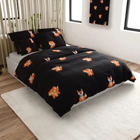 Lenjerie de pat din microfibra FOXES neagra Dimensiune lenjerie de pat: 2 buc 70 x 80 cm | 160 x 200 cm