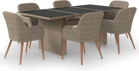 vidaXL Set mobilier de grădină, 7 piese, poliratan