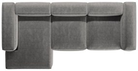 Colțar gri deschis cu tapițerie din catifea reiată (cu colț pe partea stângă/cu șezlong) Bergamo – Cosmopolitan Design