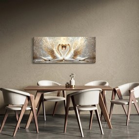 Tablou - Lebede Aurii (120x50 cm)