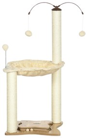 Ansamblu pentru pisici de interior Turn de joaca pentru pisici cu stalpi de zgariat din sisal Jucarie cu minge PawHut | Aosom RO