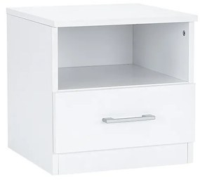 Noptieră Miami 1 sertar 40x40 cm alb-alb