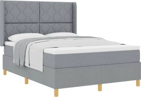 vidaXL Pat cu arcuri cu saltea Gri deschis 160 x 200 cm țesătură