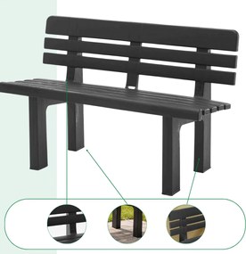 Bancă de grădină ORCHIDEA, 110x52x71cm, antracit I.P.A.E-Progarden