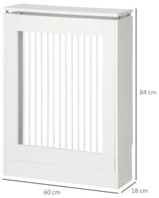 HOMCOM Capac Radiator din MDF si Otel Alb 60x18x84cm Design Simplu si Elegant pentru Acoperire Calorifer | Aosom Romania