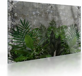 Tablou pe sticlă - Zid de beton cu plante (70x50 cm)