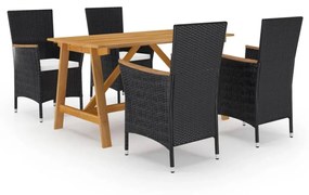 3068739 vidaXL Set mobilier de grădină, 5 piese, negru