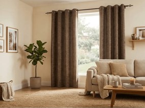Draperie opaca LOOM VELVET 140x250 cm, maro Agatat: Inele metalice