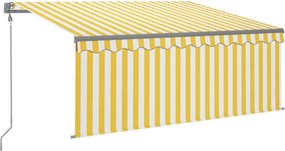 vidaXL Copertină automată cu stor&LED&senzor vânt galben&alb 3,5x2,5 m