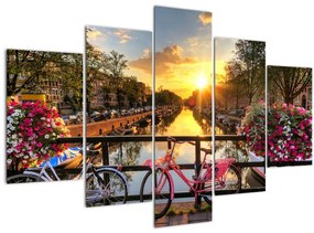 Tablou - Răsărit de soare la Amsterdam (150x105 cm)