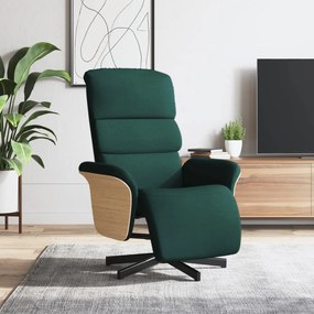 vidaXL Fotoliu rabatabil cu suport de picioare, verde închis, textil