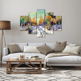 Tablou - Drum înzăpezit prin pădure (150x105 cm)