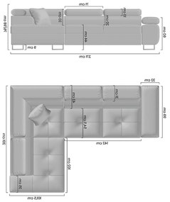 Colțar extensibil Annabelle L stânga - albastru marin catifea hidrofobă Monolith 77 / picioare negru