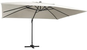 vidaXL Umbrelă în consolă cu LED, stâlp din aluminiu nisipiu 400x300cm