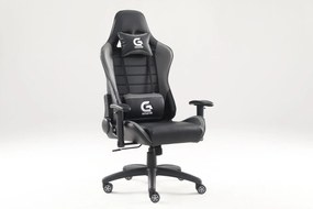 Scaun gaming GENATOR V9, piele perforată, recliner, Negru/Gri