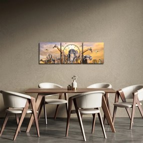 Tablou - Animae din Africa (cu ceas) (90x30 cm)