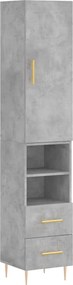 vidaXL Dulap înalt, gri beton, 34,5x34x180 cm, lemn prelucrat