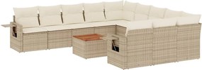 vidaXL Set canapele de grădină cu perne, 12 piese, bej, poliratan