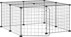 vidaXL Cușcă animale de companie cu ușă 12 panouri negru 35x35 cm oțel