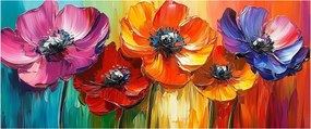 Tablou - Cinci flori colorate (120x50 cm)