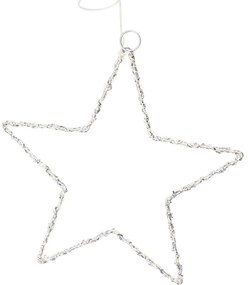 Decorațiune de Crăciun luminoasă Stea, 30 cm,argintie, LED alb cald, cu baterii