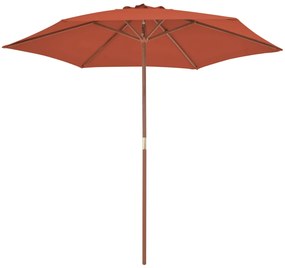 Umbrela de soare de exterior, stalp din lemn, caramiziu, 270 cm Terracota