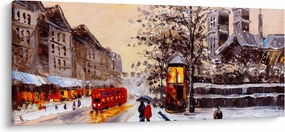 Tablou - Pictură oraș iarna (120x50 cm)