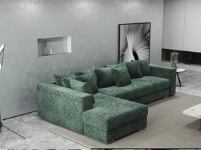Colțar extensibil dumonde cu ladă de depozitare si sezut confortabil din spuma high-density, Gloria Euphoria Green 320x183 cm