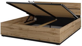 Pat matrimonial 180 cm Crossroad S52 (stejar wotan + negru) (lift cu gaz). 1118259