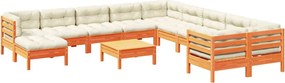vidaXL Set canapele grădină cu perne, 12 piese, maro lemn masiv de pin