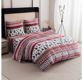 Set lenjerie cocolino TWINKLE CHRISTMAS colorat + cearsaf Cocolino microplus cu elastic SOFT 90x200 cm alb, pat de o persoana