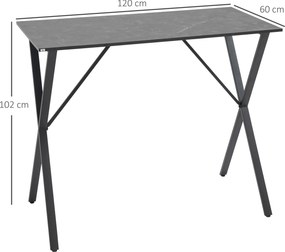 HOMCOM Masă de Bar Rectangulară pentru 4, Blat Efect de Marmură, Design Modern, 120x60x102 cm, Negru | Aosom Romania