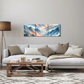 Tablou - Acuarelă munți (cu ceas) (90x30 cm)