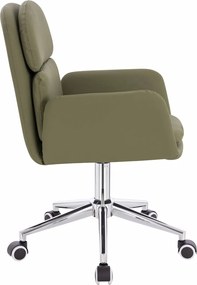 HR480K Scaun Khaki Piele Ecologica Premium Soft cu Bază Cromata