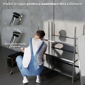HOMCOM Raft de Depozitare pentru Bucătărie cu 4 Nivele din Oțel Inoxidabil 201 Argintiu | Aosom Romania