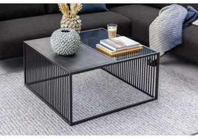 Măsuță de cafea neagră cu blat din sticlă 80x80 cm Strington – Actona