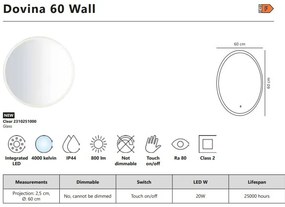 Oglinda baie cu iluminat LED, protectie IP44 Dovina 60