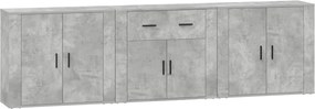 vidaXL Servante, 3 piese, gri beton, lemn prelucrat